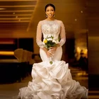 Свадебное платье-Русалка с прозрачными кристаллами и жемчугом