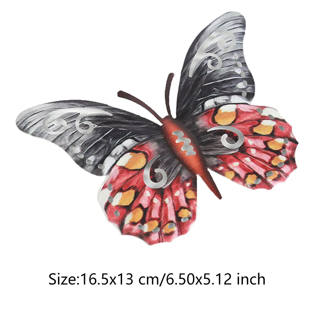 

Metal Butterfly Wall Decor Wrought Iron Wall Art 3D Insect Wall Sculpture Decorative Iron Wall Picture Garden Hanging Stickers