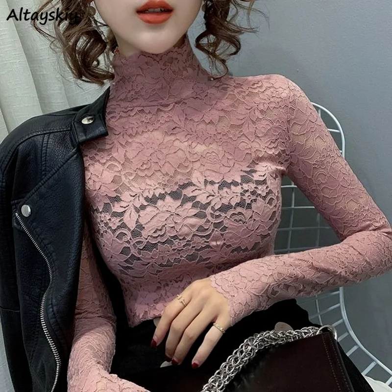 Women Blouse Long Sleeve Temperament Design Korean Style All-match Lace 6 Colors Tops Chic Female Clothing Spring Autumn Trendy