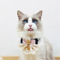 cute pet collar flower cat bow tie with bells retractable buckle design fine workmanship pet supplies for cats and dogs