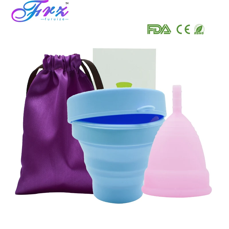 1pcs Menstrual Cup and 1pcs Sterilizer Cup Sterilizing Collapsible Cups to Clean Copa Menstrual Recyclable Foldable Cup