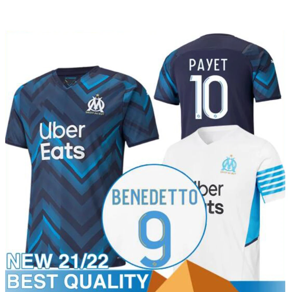 

21 22 Olympique De Marseille Maillot OM shirt Maillot De Foot 2021 2022 PAYET BENEDETTO SAKAI KAMARA Football Shirt