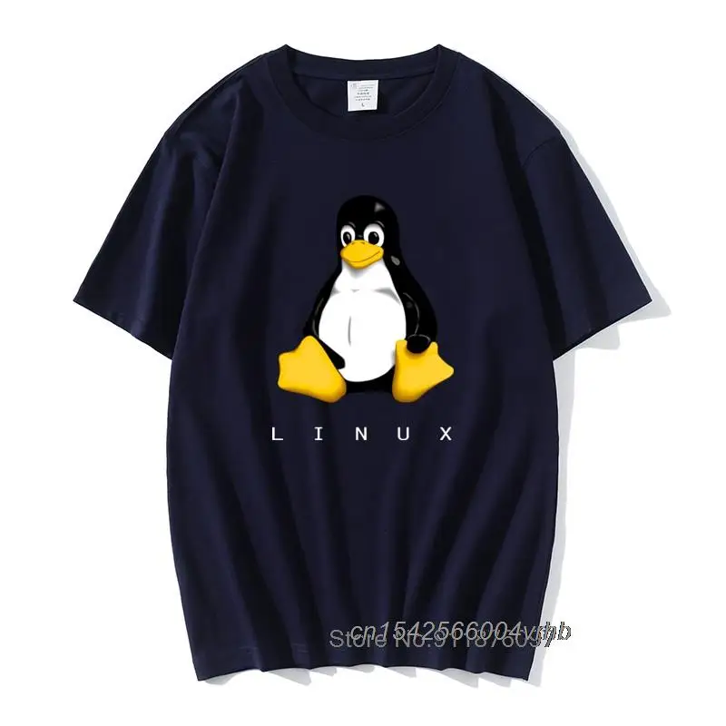 

Футболка Linux мужская из 100 хлопка премиум-класса, футболки для отдыха с круглым вырезом, толстовка с коротким рукавом, Новое поступление, кру...