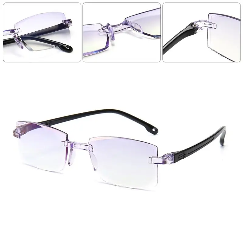 

Frameless Diamond Trimming Reading Glasses Anti Blue Light +1.0 +1.5 +2.0 +2.5 +3.0 +3.5 +4.0 Men Women Eyes Protector Glasses