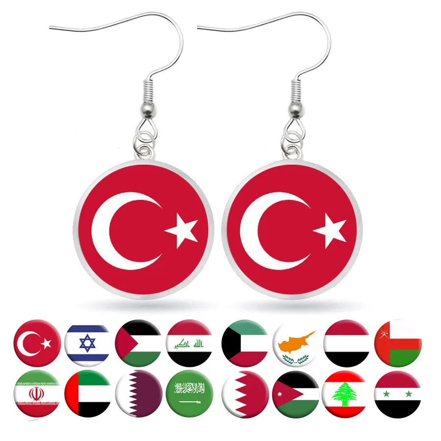 Национальные серьги с флагом Турция Израиль Саудовская Аравия Вьетнам Катар Jordan