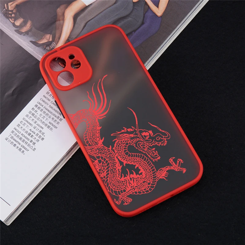 

Fashion Chinese Dragon Clear Phone Case For iPhone 13 12 11 Pro Max X XS Max SE20 8 7 6Plus Shockproof Hard Matte Skin Cover Bag