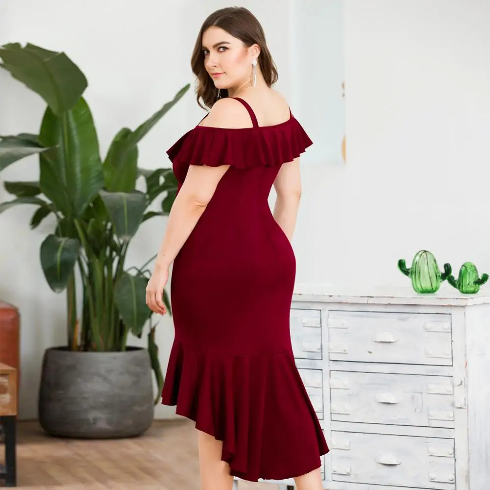 WHZHM красный ремень платья для вечеринок женские оборки Русалка Глубокий