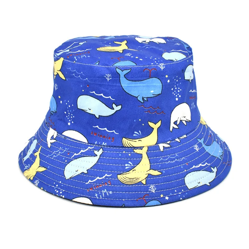 Women Summer Fisherman Hat European American Fashion Whale Print Bob Double-sided Basin Trendy Men Sunscreen Panama Sun |