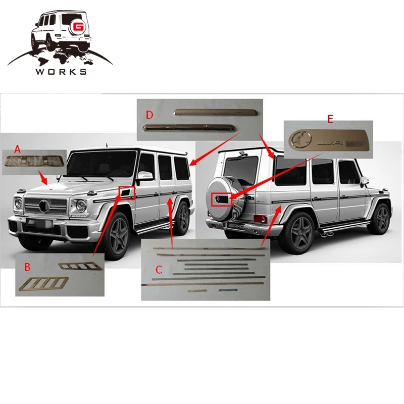 G class G wagon W463 G63 G65 G55 G400 G350 G500 A style side molding  trims kit 1990~2018year W463 car trims parts