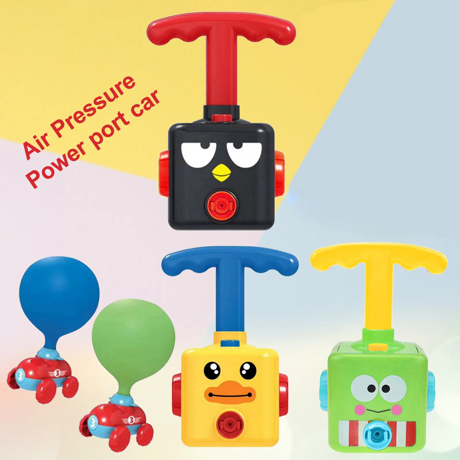 

Inertial Power Balloon Car Inflatable Balloon Pump Hand Push Mini Plastic Inflator Air Pump Power Science Experiment Toy for kid