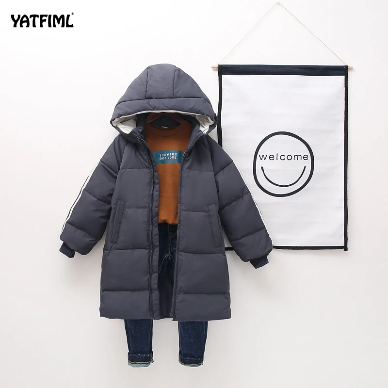 

YATFIML children clothing boy clothes warm winter down cotton jacket Hooded coat waterproof thicken outerwear kids