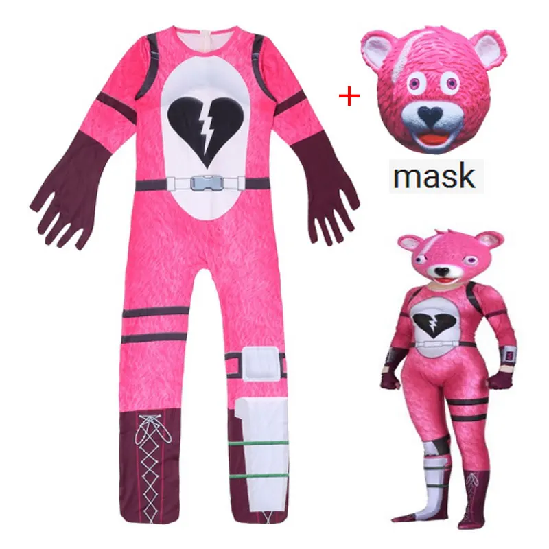 New Fantasia Carnival Girl Costume Set Pink Bear Sexy Battle Royal Dress Suit Knitted Children Halloween | Детская одежда и обувь