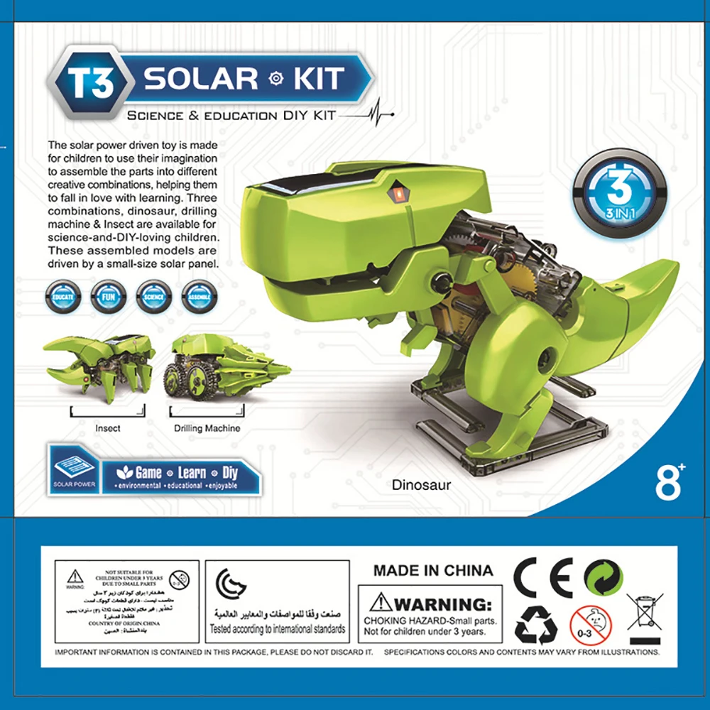 

kids toys for boys girls solar toy mini kit robot Educational Solar Dinosaurs Robot Toy Gadget Gift