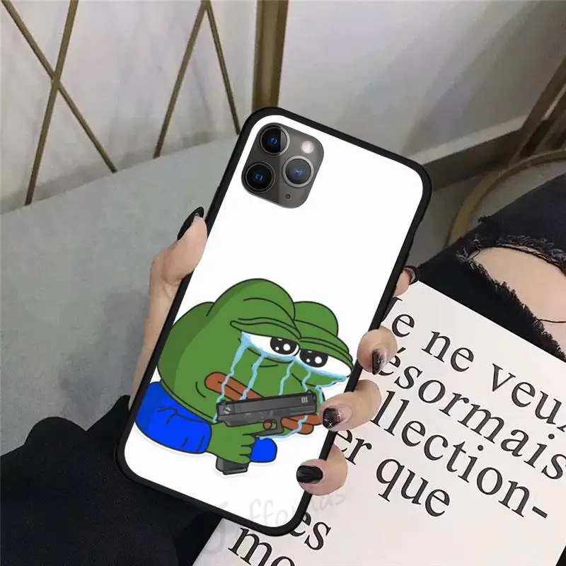 

Frog pepe meme Sad funny gun Phone Case For iphone 8 11 12 Redmi note 8 9 s huawei p 30 pro lite plus cover shell funda