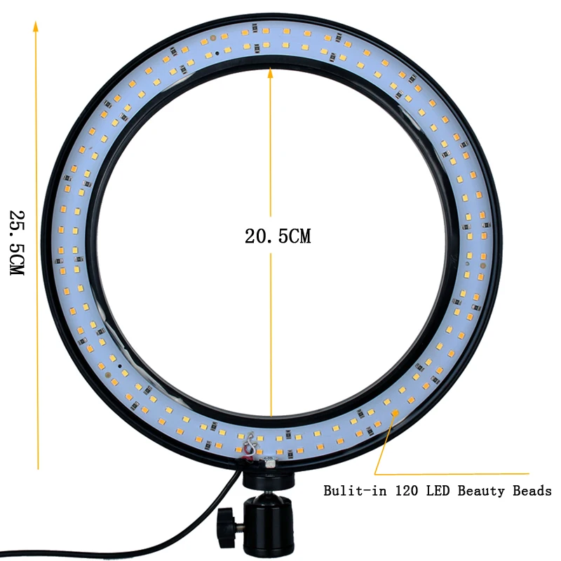 Кольцевая светодиодсветильник лампа 25 5 см с регулируемым кронштейном для