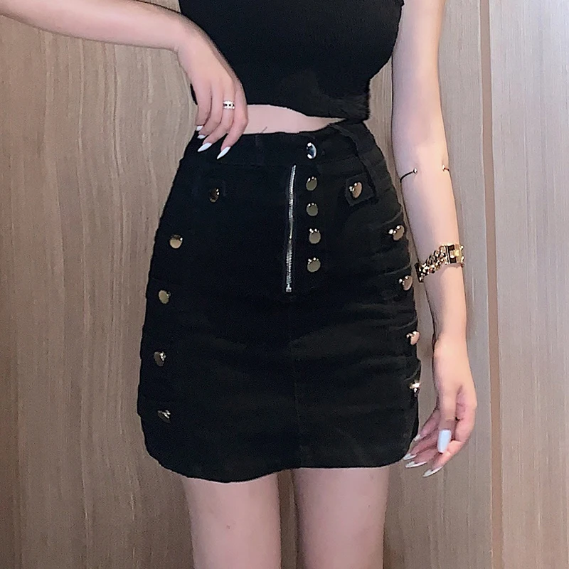 Юбка-карандаш Женская джинсовая с завышенной талией пикантная винтажная уличная