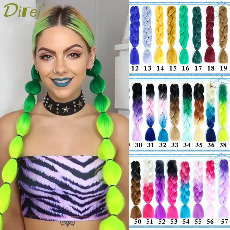 DIFEI Ombre Jumbo синтетические плетеные волосы 1 шт. 24 дюйма огромные косички 100 г