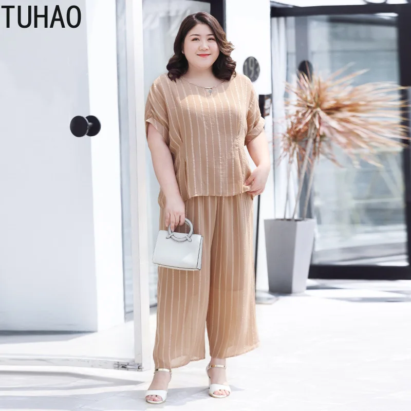 Летние женские повседневные Костюмы TUHAO больших размеров 6XL 5XL 4XL 3XL рубашка из