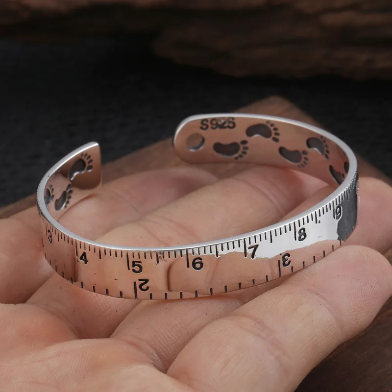 Креативный регулируемый браслет с линейкой по щиколотку S925 Стерлинговое Серебро