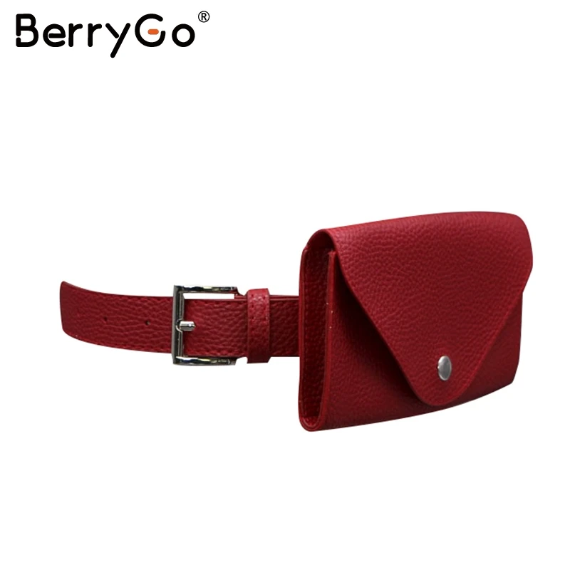 BerryGo модная Женская поясная сумка из искусственной кожи Повседневная Женская поясная сумка через плечо пуговица для сумок с поясом регулируемые женские сумки-мессенджеры