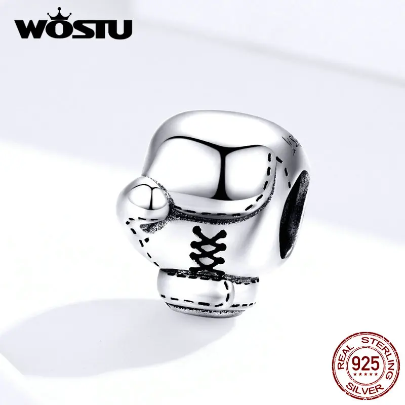 WOSTU 100% Стерлинговое Серебро 925 пробы спортивные боксерские металлические бусины