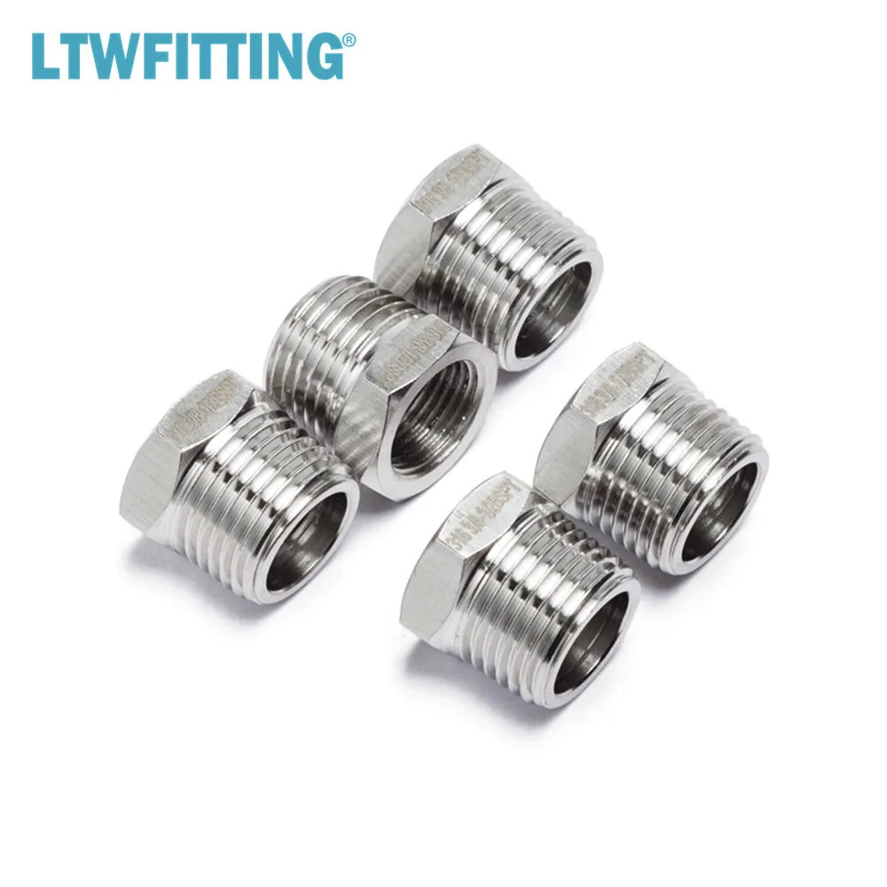 LTWFITTING Stainless Steel 316 Pipe Hex Bushing Reducer Fittings 1/2-Inch Male BSPT x 3/8-Inch Female BSPP | Обустройство дома