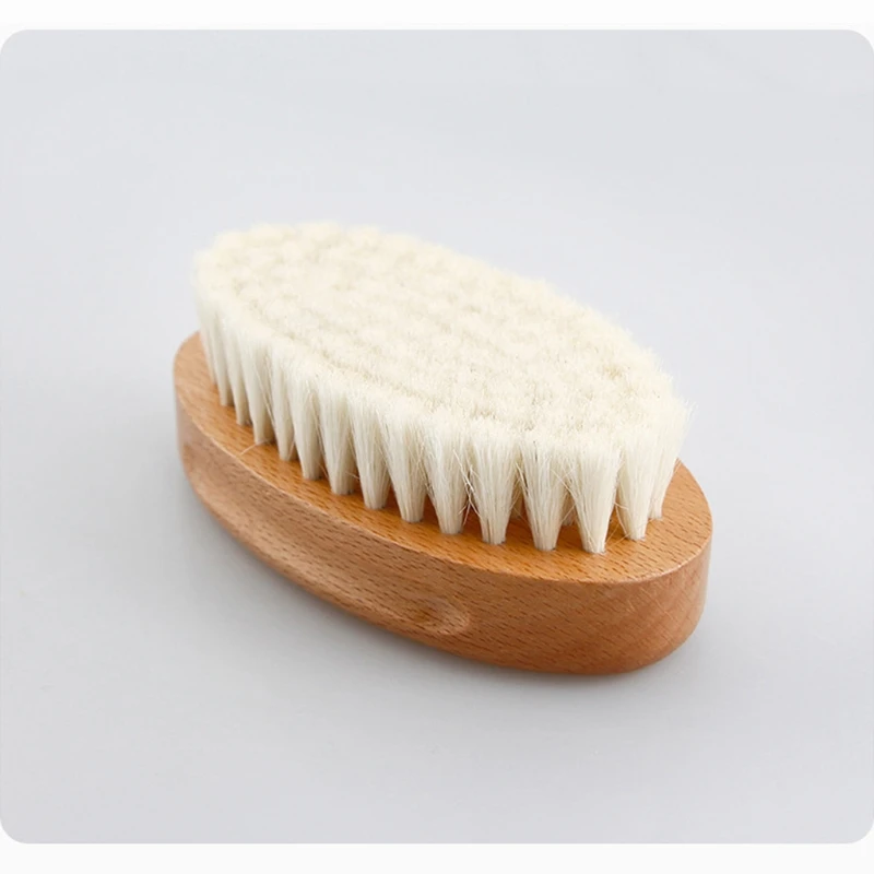 

Baby Wooden Brush Newborn Natural Wool Comb Hair Brush Infant Head Massager Portable