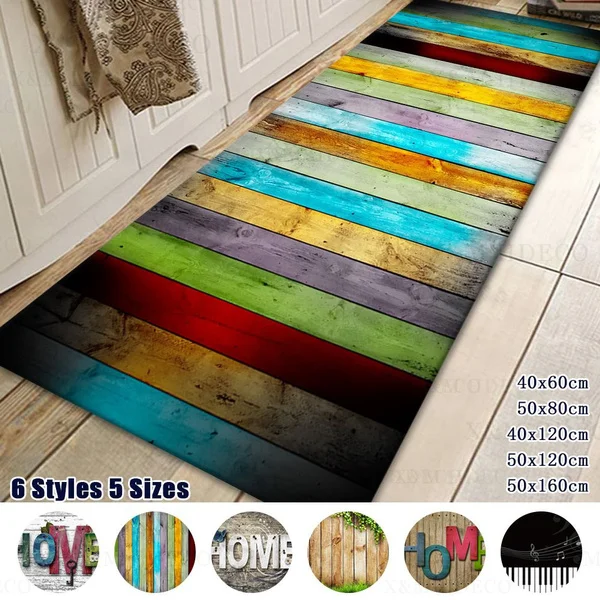 

Non Slip Entrance Door Bathroom Mat Wood Grain Pattern Home Hallway Floor Decoration Living Room Carpet Anti-Slip Kitchen Rugs