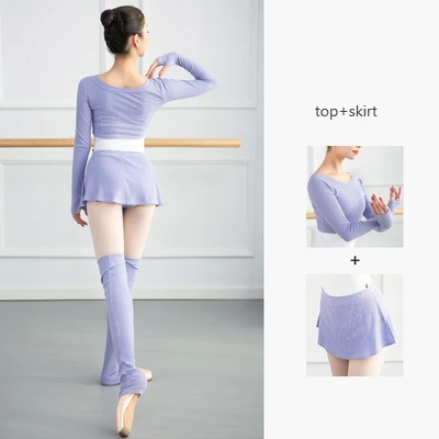 Укороченный топ для балета, Женская юбка для танцев, балетная футболка с длинным рукавом, Теплая Зимняя Одежда для танцев, балетная одежда