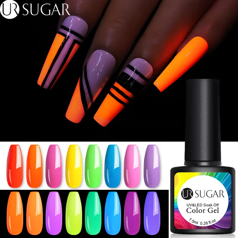 Флуоресцентная лампа UR SUGAR светящиеся в темноте гибридные ногти для маникюра