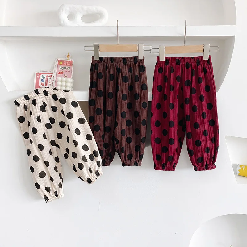 

Baby Boys Pants 2020 Spring Summer Dot Printing Loose Trousers for Girl 2 3 4 5 6 7 Y Toddler Kids Pants Children Harem Pants