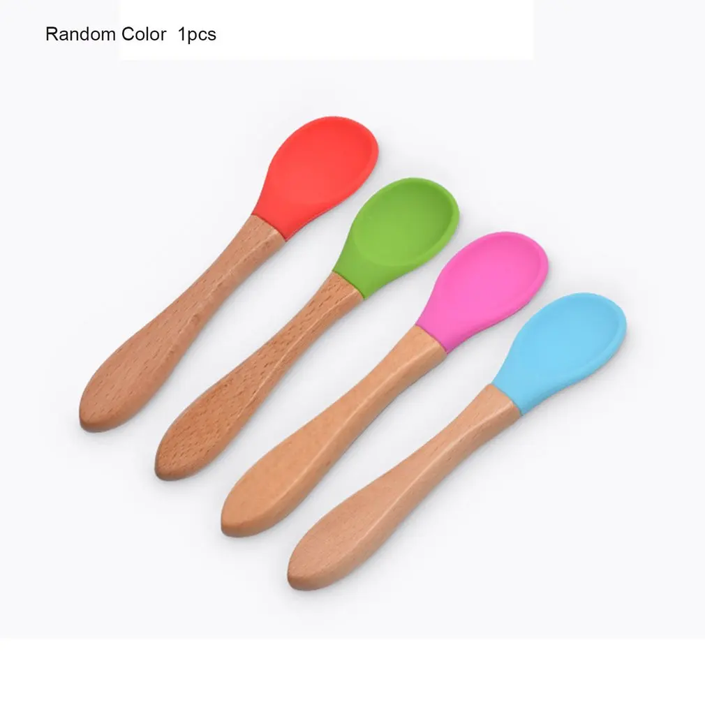 

2pc Baby Silicone Spoon Feeding Set Kid Dishes Toddlers Infant Feeding Accessories Spoon Silicone Tableware Children's Goods
