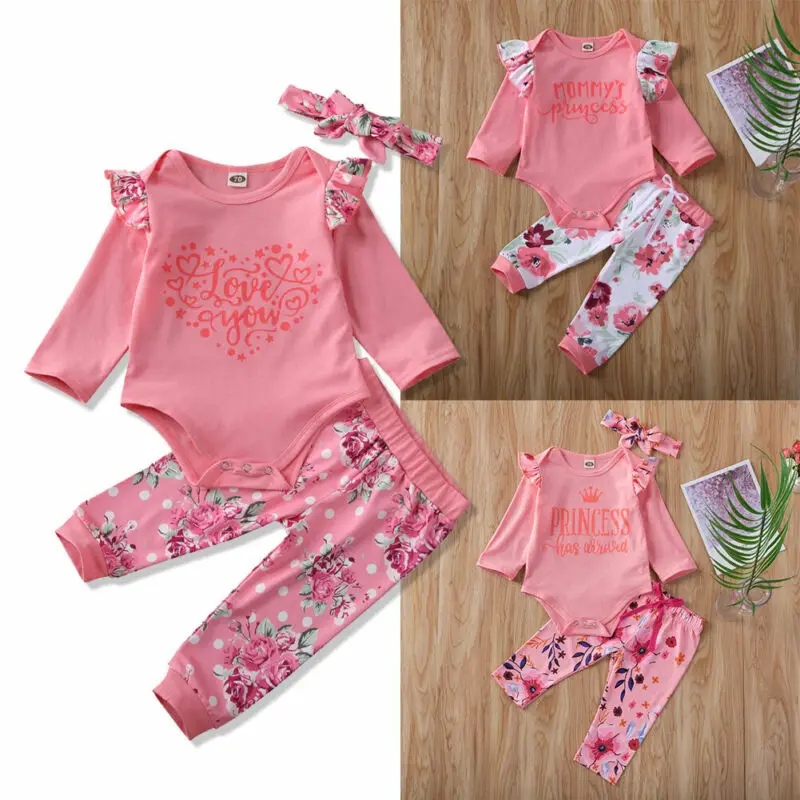 

UK новорожденных покроя «Принцесса» для маленьких девочек на размер 0-12 мес. детский комбинезон Цветочный принт штаны, комплект со штанами