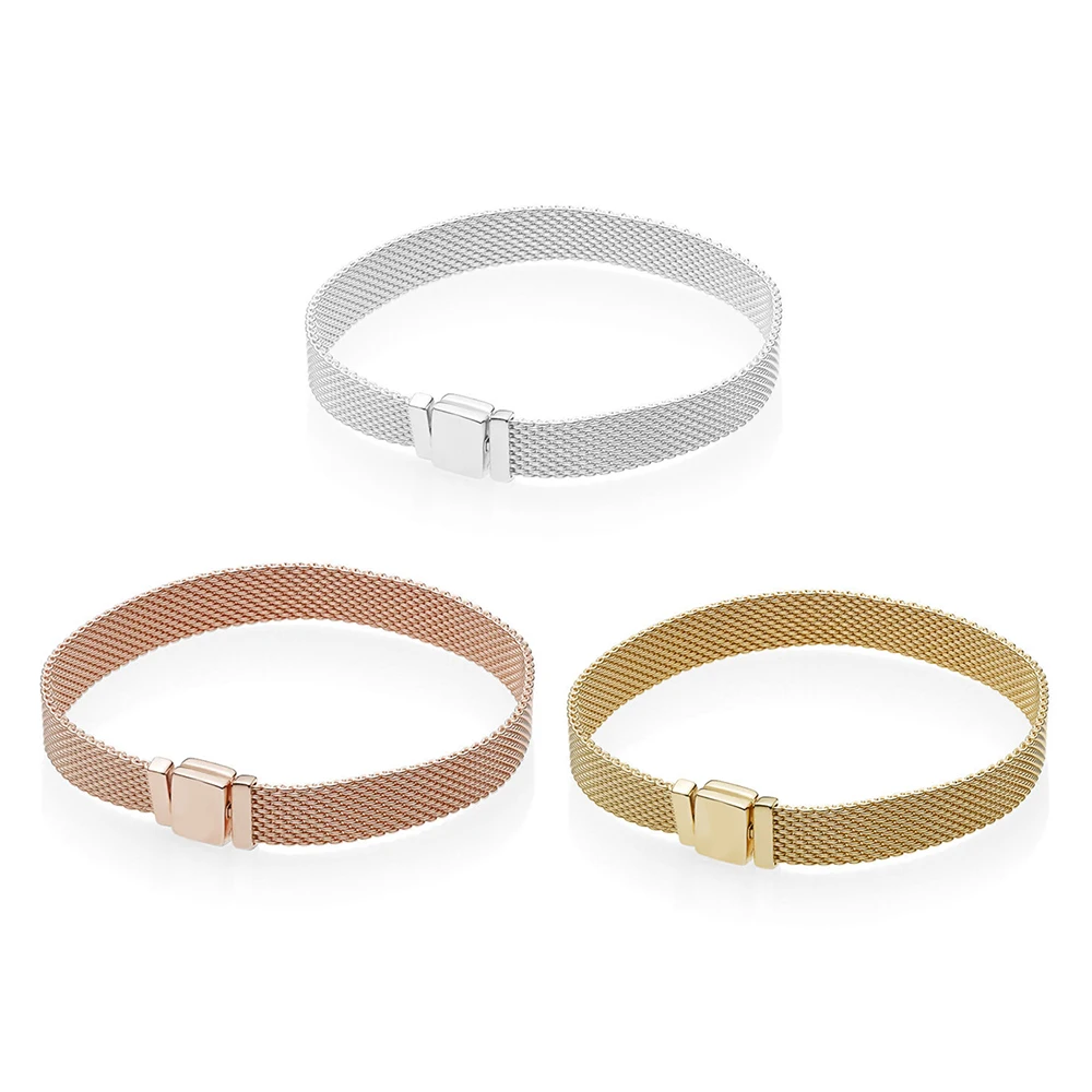 

Бусины-зажимы из стерлингового серебра 925 пробы для женских шармов Pandora, цепочка для часов, Шарм-браслет, изготовление ювелирных изделий сво...