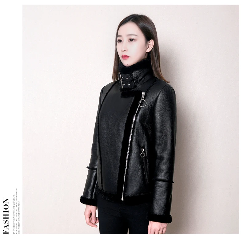 Двухстороннее меховое пальто женские из натуральной овчины зимняя куртка