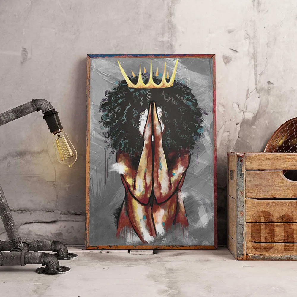

Mental Health Poster Mental Be Kind To Your Mind Positive Art Prints African Black Girl Vintage Canvas Painting Home Decor