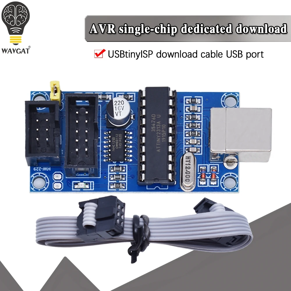 Кабель для программирования WAVGAT USBTiny USBtinyISP AVR ISP программатор загрузчик Meag2560 uno r3