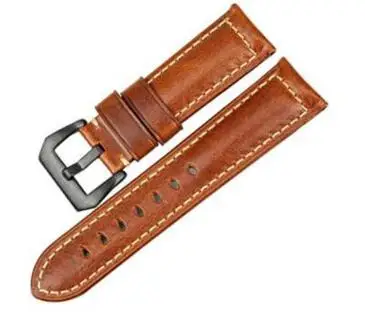 brown with black Ремешок для часов из натуральной кожи 22 мм 24 мм 26 мм модные синие аксессуары для часов Ремешок для часов Panerai - Цвет ремешка: brown with black