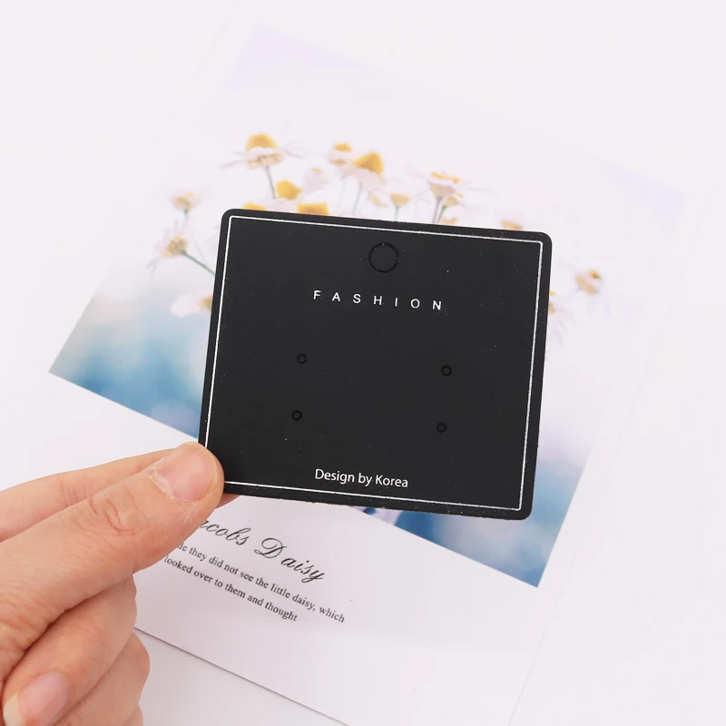 

Wholesale 7*6cm 100pcs/lot Black Paper With Silver Logo Cards Drop Earrings DIY Accessories Packing Cards Labels