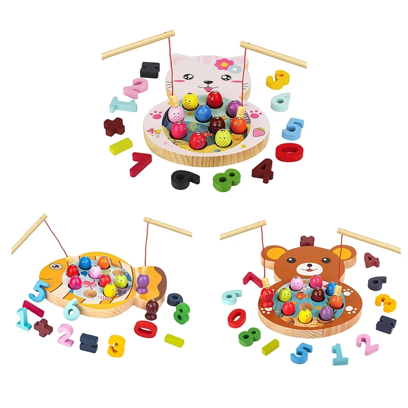 

Wooden Fishing Game Magnetic Toddler Toys, Kids Mathematical Calculation Learning, Digital Counting Educational Toys