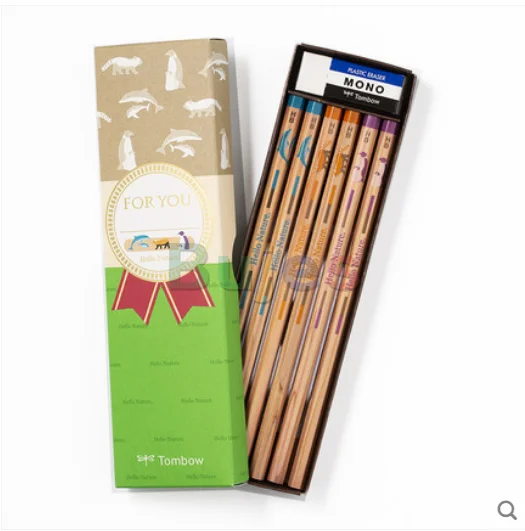 Tombow Hello Nature. 12 шт. карандаш с рисунком животных дерево деревянный столб свинец HB/2B