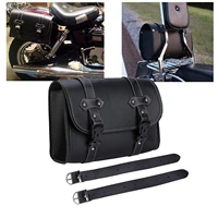 black universal motorcycle saddlebag pu leather waterproof luggage saddle bag storage tool pouch for sportster xl883 xl1200