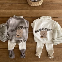2021 new baby boy sleeveless t shirts autumn boys cotton vest cute bear print kids windproof outerwear infant cartoon vest 9m 3t