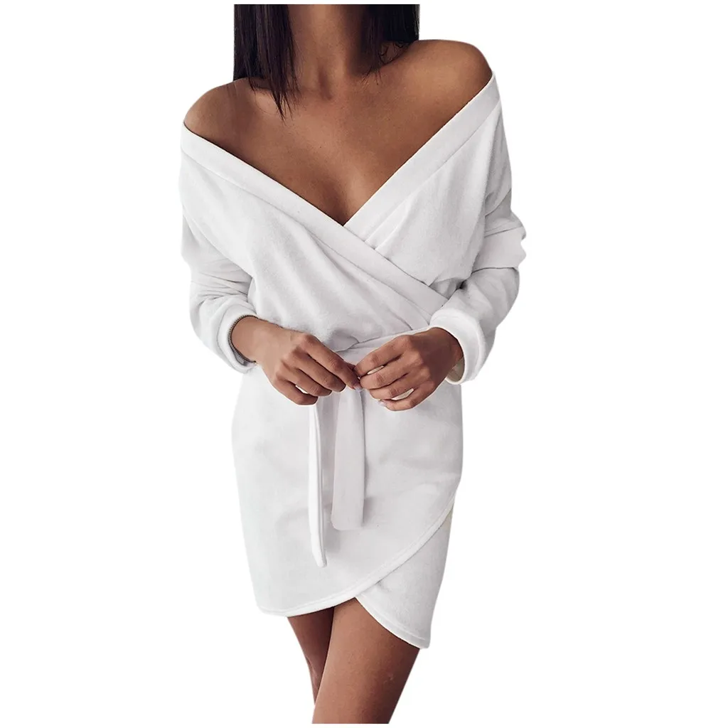 Женское платье с глубоким v образным вырезом повседневный популярный пуловер