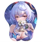 Ударопрочный коврик для мыши Stormpike Genshin Kawaii Ganyu 3D коврик для мыши с подставкой для запястья коврик для мыши мягкий силиконовый Аниме Девушки oppai коврик для мыши