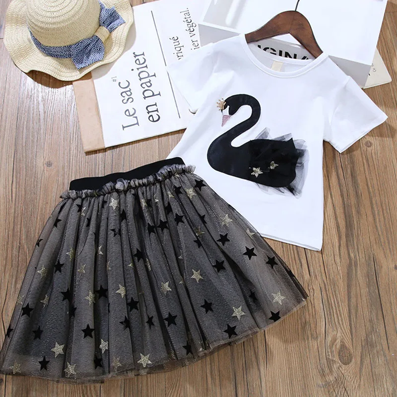 

Baby Kids Clothes For Girls Sets Summer Costume T-shirt+Tutu Skirt 2pcs Sport Suits Toddler Children Clothing Outfit 3 to 8 Year