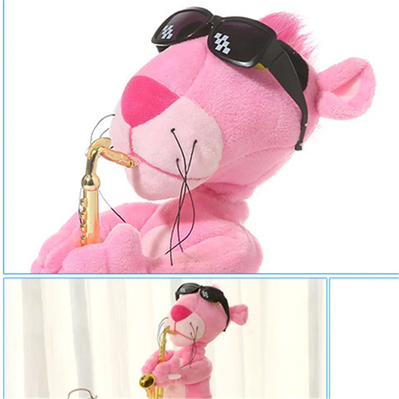 

Indoor New 40cm Singing Dancing Electric Leopard Plush Toys Cartoon Pink Panther Plush Stuffed Toys For Children Birthday Gift