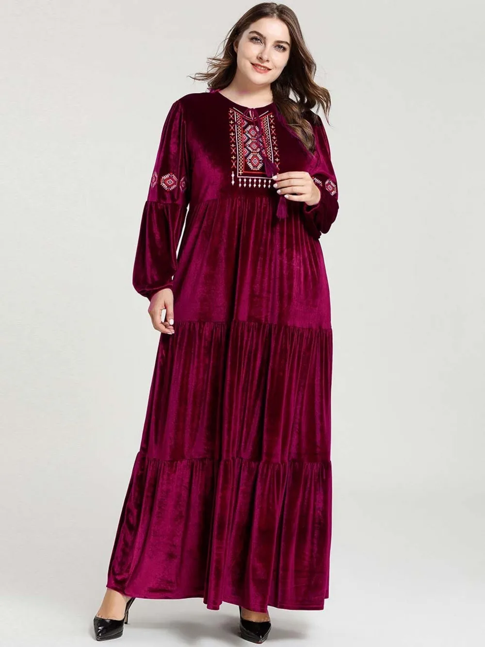 Горячая Вышивка Дубай Abaya Dresss женское длинное мусульманское платье для
