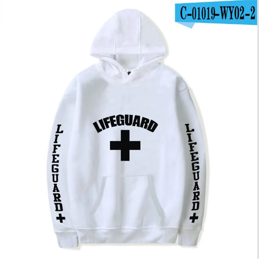 Толстовка с капюшоном 3 боковыми принтами спасатель человек красный новый