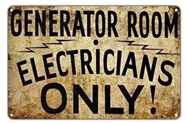 

Kathelgyn Metal Tin Sign Wall Decor Generator Room Electricians Only! Caution Warning Vintage Retro Metal Wall Decor